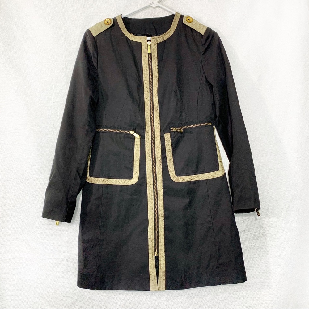 Iman Long Black Zip up Coat XS Jacket